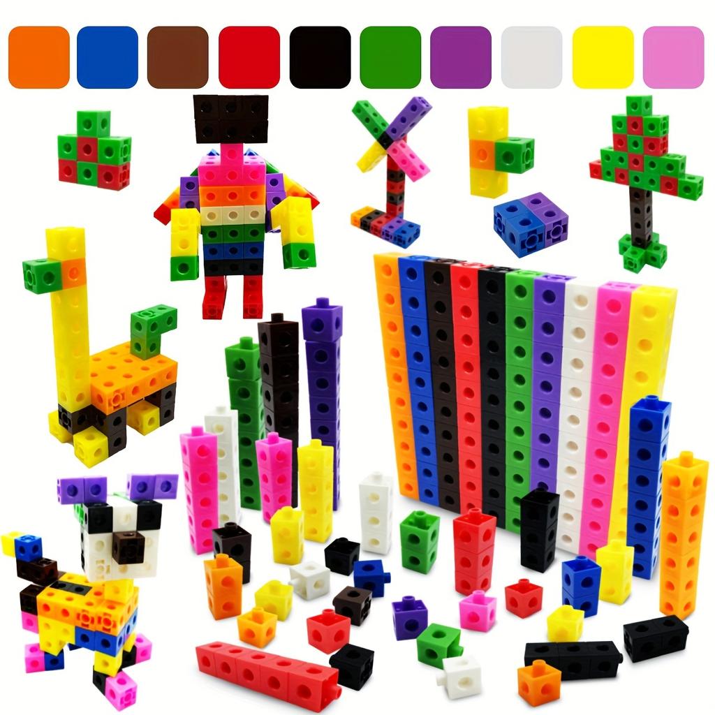 Set di 100 Cubi di Collegamento, Blocchi da Costruzione Metodo Educativo, Giocattolo Assemblato Divertente e Creativo, Regalo di Natale Halloween