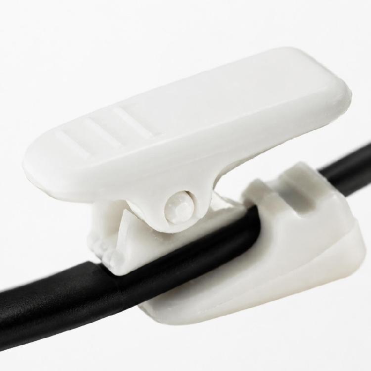 Spring Grip Thin Cord Fasteners with Separate Routing Guides for Earphone Cable Management Across Several Locations