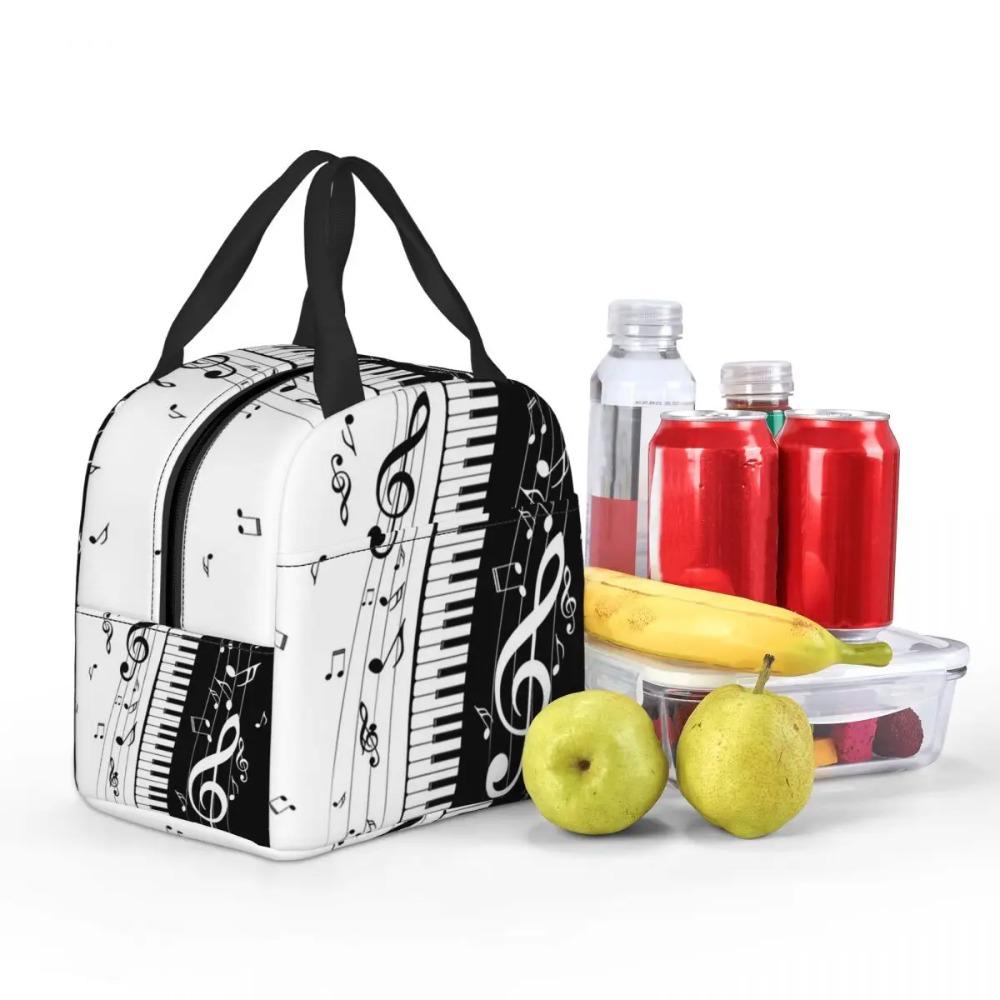 Piano Key Musical Note Pattern Insulated Lunch Bag for Women Kids Leakproof Food Boxes Thermal Lunch Box Tote