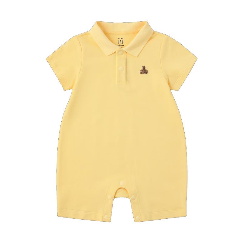 GAP Infant/Toddler 2026 Spring Bear Embroidery Short-Sleeve Polo Romper 73/48