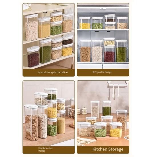 Airtight Food Storage Container Clear Plastic Container with Flip-Top Lids for Kitchen Pantry Organization Dry Food Storage Jar for Sugar Flour