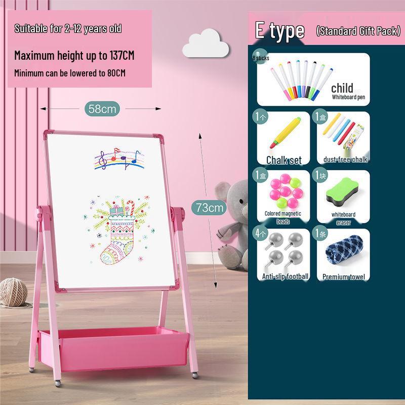 Kids' Double-Sided Magnetic Blackboard & Whiteboard: Erasable Drawing & Writing Stand with Coloring and Graffiti Features
