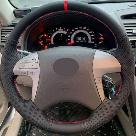 Red-Line Steering Wheel Sewing Leather Cover For Toyota Highlander 2009-2014
