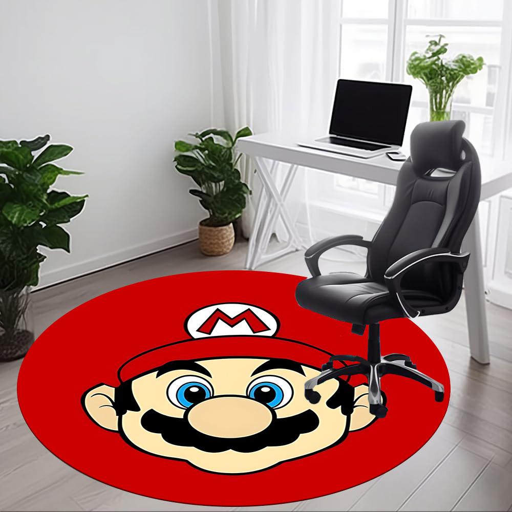1pc Mario Red Office Round Area Rug, Indoor Mat Suitable For Office,Bedroom Living Room Home Decor, Room Deco A0926030