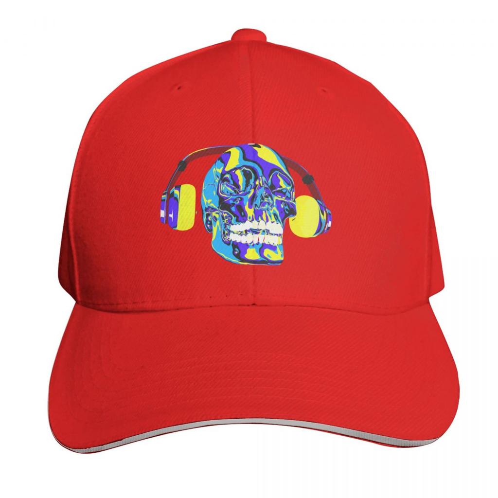 Psychedelic Skull Listening To Music On Headphone Baseball Cap Luxury Cap Ball Cap Foam Party Hat Visor For Women Unisexs