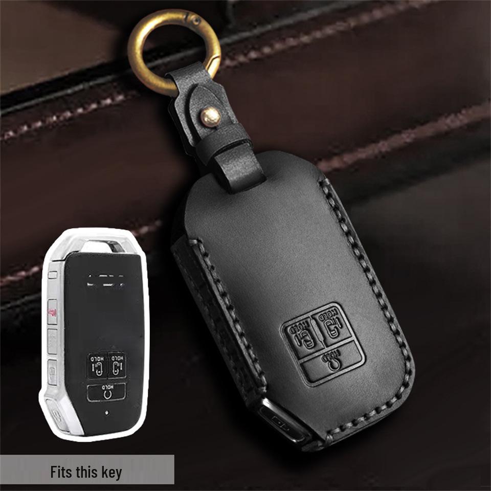 2026 Kia Carnival 4th Gen Genuine Leather Key Cover – Stylish & Protective Remote Bag for Men & Women.