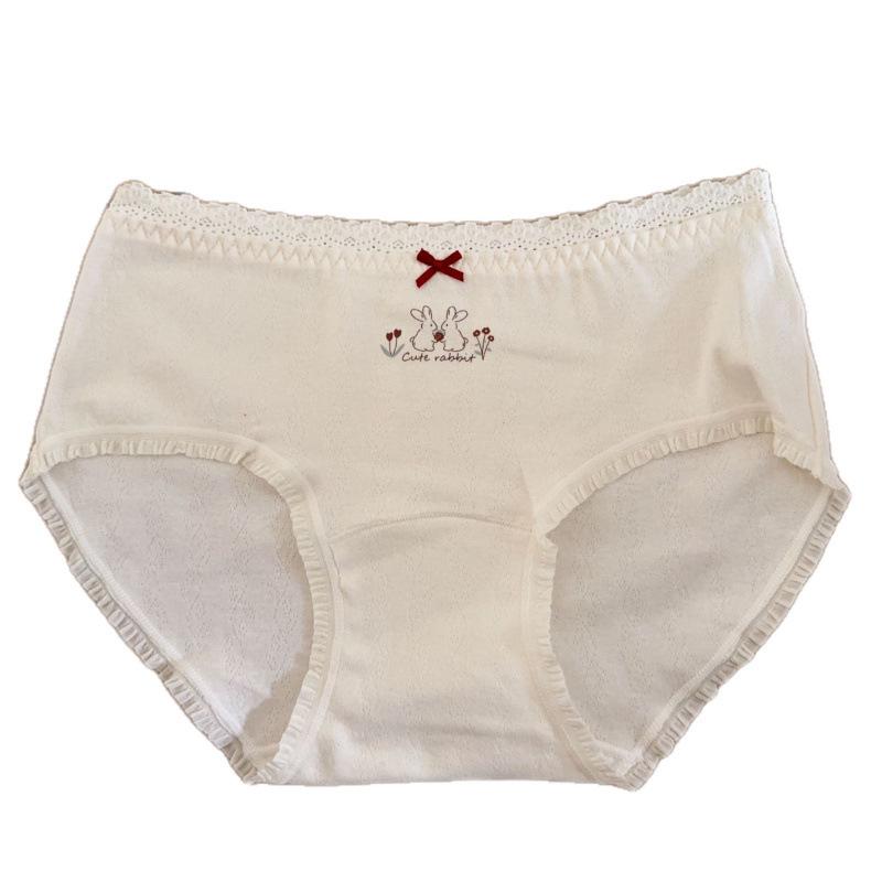 Japanese Cute Story Kids' Cotton Underwear for Girls, Antibacterial, Extended Crotch, Mid-Waist Briefs