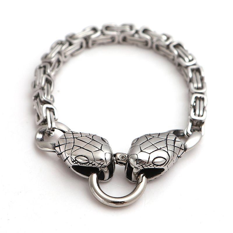 Domineering Men's Snake Head Wrist Bracelet Square Emperor Chain Zodiac Bracelet