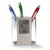 Transparent Pen Holder Container Cock Pencil Alarm LCD Digital Calendar Thermometer