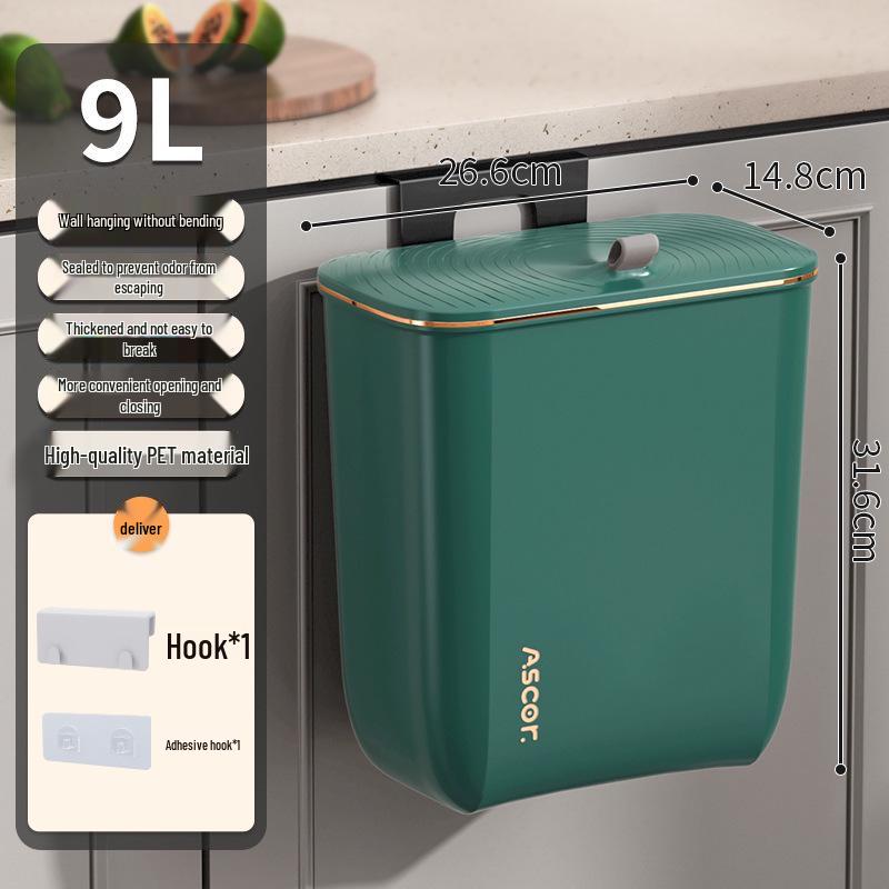 Wall-Mounted Kitchen & Bathroom Trash Can with Lid – Stylish, Large Capacity Waste Bin for Home