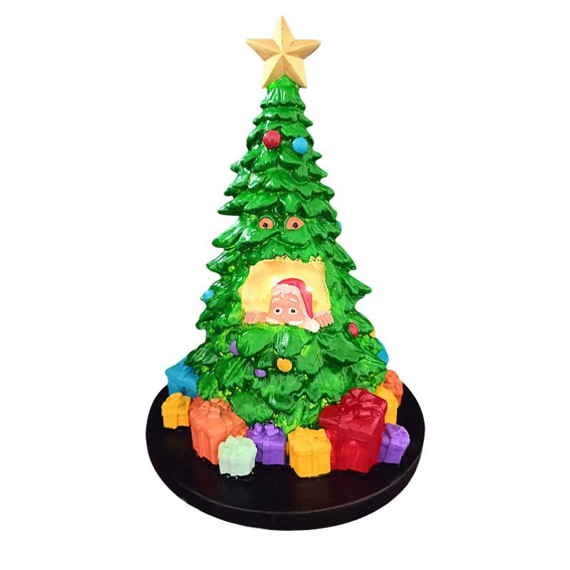 Luminous Christmas Tree Old Man Resin Craft Ornaments Christmas Holiday Party Indoor Decorations