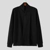 INCERUN Oversized Men V Neck Long Sleeve Front Cross Buttons Rib Casual Loose Cardigan