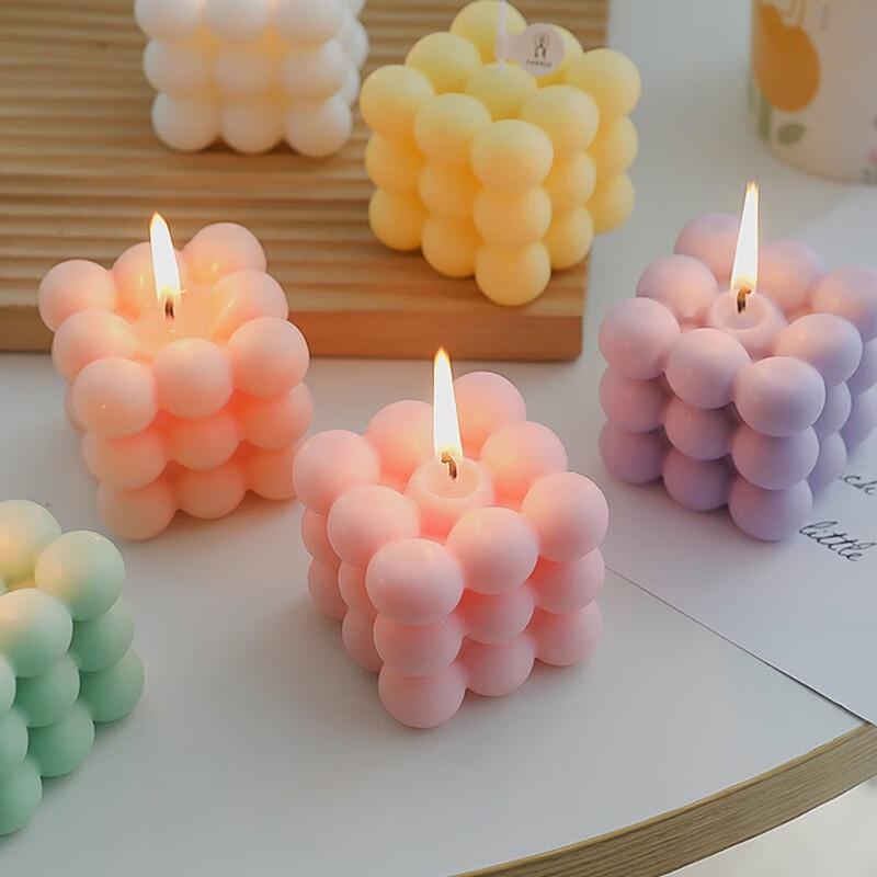 INS Rubik's Cube Aromatherapy Candle Home Fragrance Geometric Shape Ornament Creative Photography Ornament Lasting Flavor
