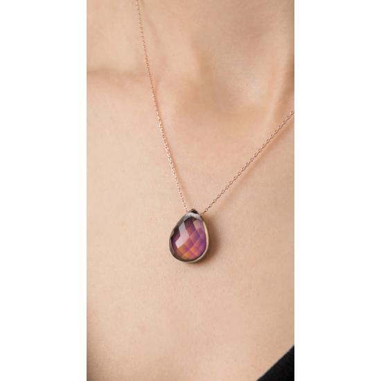Drop Model Feeling Stone 925 Sterling Silver Necklace Color Changing