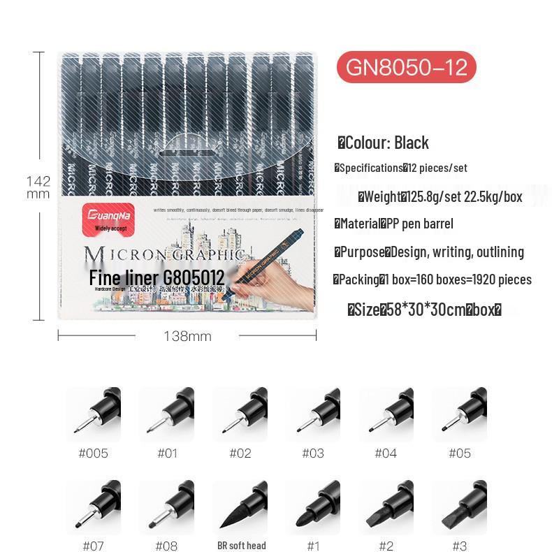Wide 8050 Waterproof Refillable Technical Drawing Pen for Manga and Sketching