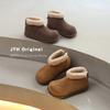 2025 Winter Korean Style Girls' Birkenstock Cotton-Lined Leather Soft Sole Boots for Toddlers and Children