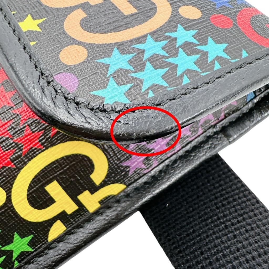 Gucci Cross Body Sling Bag GG Psychedelic Waist Bag Waist Pouch Leather Used