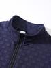 European & American Men's Quilted Knit Pullover: Casual Waffle Check Jacquard Zipper Stand Collar Hoodie
