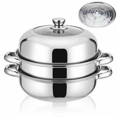 ZISIZ 28CM Edelstahl Doppelschicht-Dampfgarer