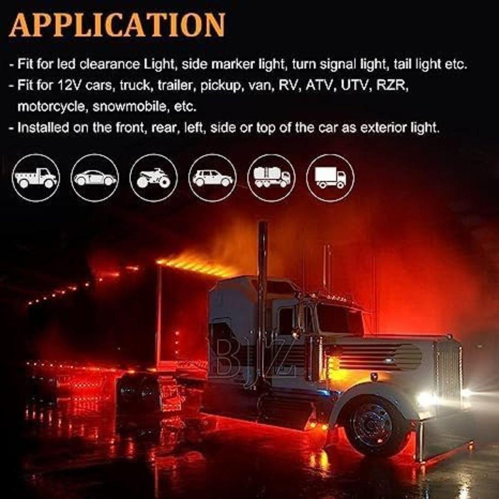 10-Pack Round Red LED Front Rear Side Marker Lights 24V for Camper Truck Trailer
