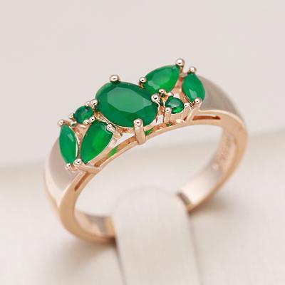 Nieuwe Groene Natuurlijke Zirconia Geometrische Ring Voor Vrouwen Rosé Goud Vintage Etnische Bruid Bruiloft Sieraden Feest Accessoires