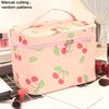 1 stuk schattige roze en witte make-uptas met chevronprint en handvat - Duurzame, draagbare reis-make-up organizer met meerdere vakken voor damescosmetica