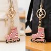 Rhinestone Striped Roller Skates Keychain Alloy Key Ring Backpack Schoolbag Hanging Decoration Bag Charm Purse Pendant