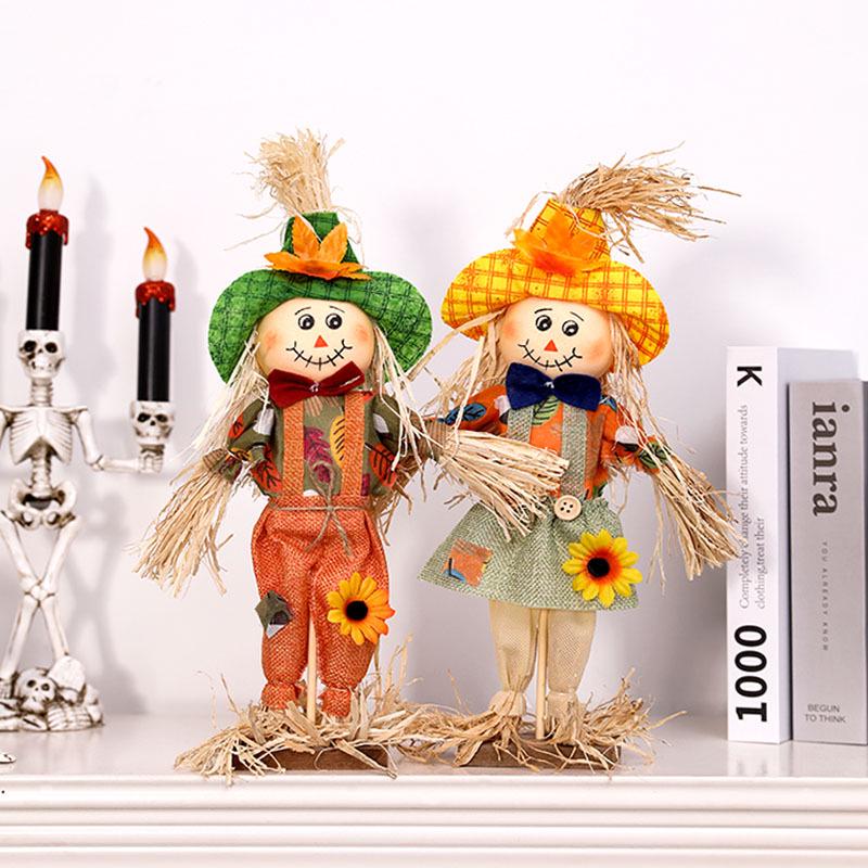 Halloween Pumpkin Witch Scarecrow Ornaments for Haunted House, Shop Window, Bar Scene Decoration