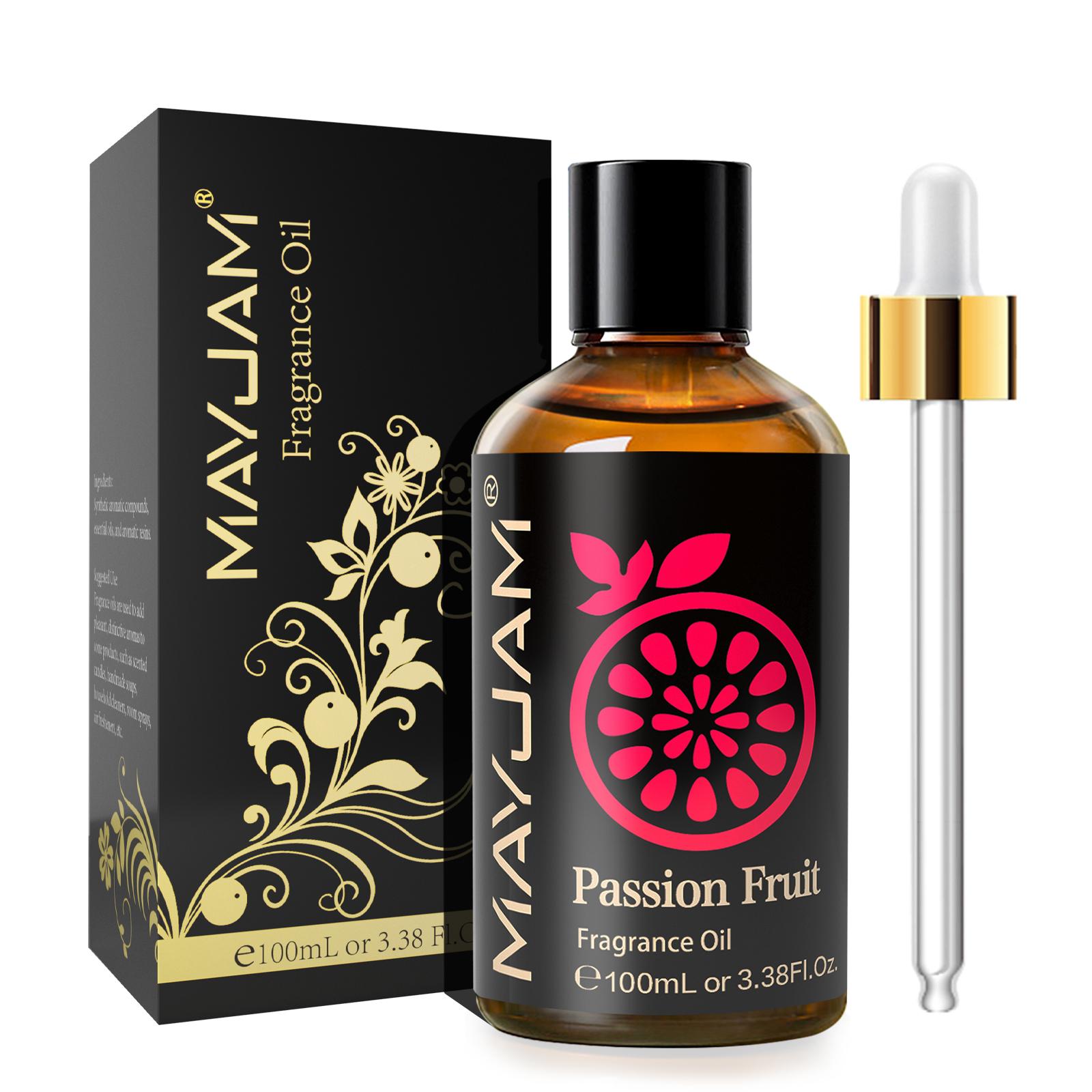 

MAYJAM 100ML/3.38FL.OZ Ароматні олії, Ефірні олії вишні, манго, кокоса та ванілі для ароматерапії Дифузори Спа Йога Мило Виготовлення свічок Passion Fruit