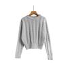 Autumn New Style Floral Ribbed Crop Knit Sweater Women's Clothing