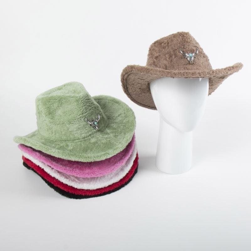 Cowboy Hats Panama Hat Maillard Furry Plush for Women Men Photo Props Western for Men Women Unisex Wear Headwear