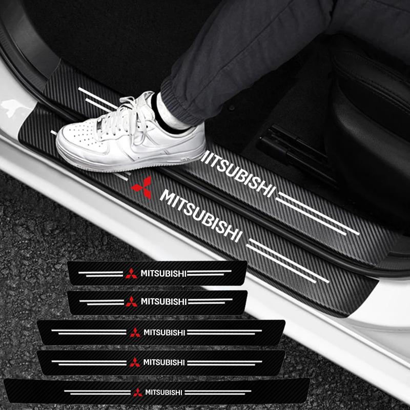 5/4 /1PCS Car Door Threshold Cover Stickers Accessorie For Mitsubishi Eclipse Lancer Outlander Pajero ASX Colt L200 Lancer Star