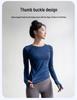 Women's Quick-Dry Long Sleeve Yoga Top - Round Neck, Tight Fit, Ideal for Running & Pilates