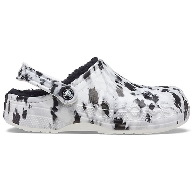 Crocs Baya Lined Clog EVA Printed Round Toe Clogs Unisex clogs White Gray 205975-10M