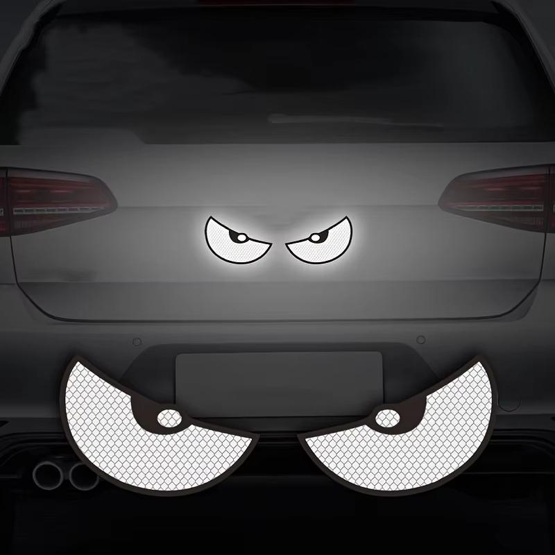 2pcs/Set Reflective Car Stickers - Improve Your Vehicle's Visibility and Safety with Devil Eye Stickers
