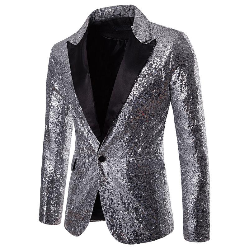 Europe And The United States Performance Dress Gold Sequins Suit Suit Nightclub Men's Host Emcee Studio Jacket