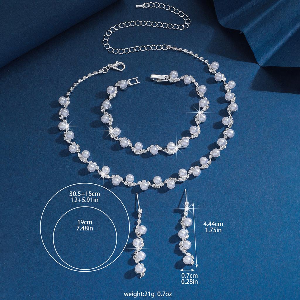 Bridal Jewelry Set - Necklace Earrings and Bracelet - 3-piece Wedding Accessories - Versatile Evening Gown Set
