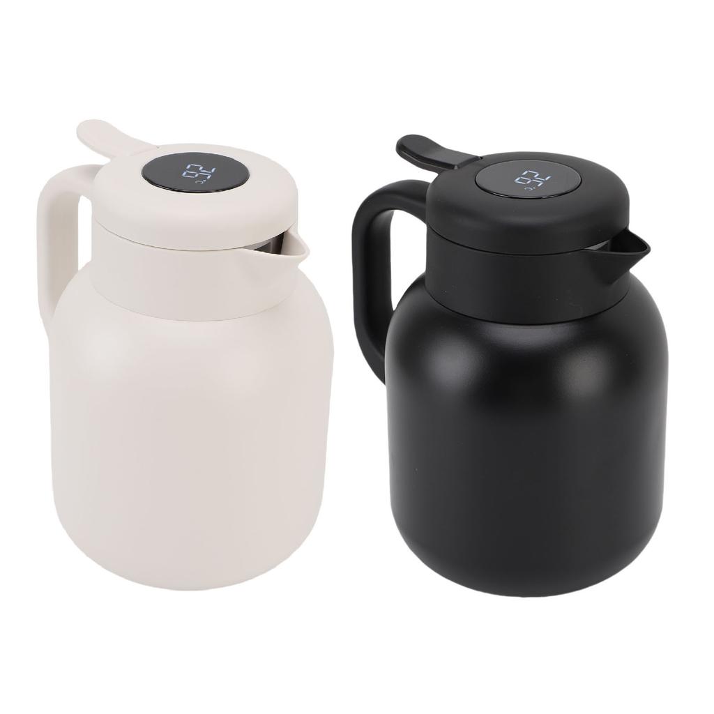 Insulated Teapot Vacuum Insulated Tea Pot Stainless Steel Infuser Temperature Digital Display Leak Proof 1500ml for Beverage