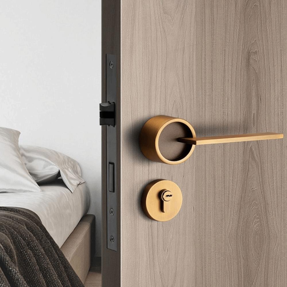 Zinc Zinc Zinc Alloy Door Handle Lock Mute Mechanical Deadbolt Lock Round Door Lock  Bathroom Door