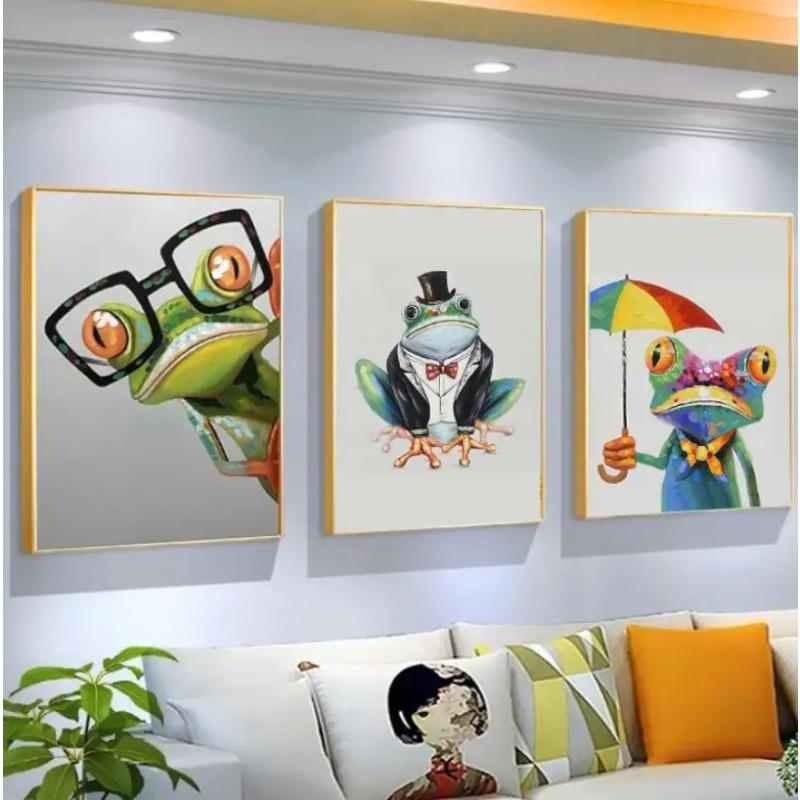 Cute Frog Graffiti Art Canvas Paintings Abstract Animals Posters and Prints on Canvas Wall Art Picture for Living Room Decor
