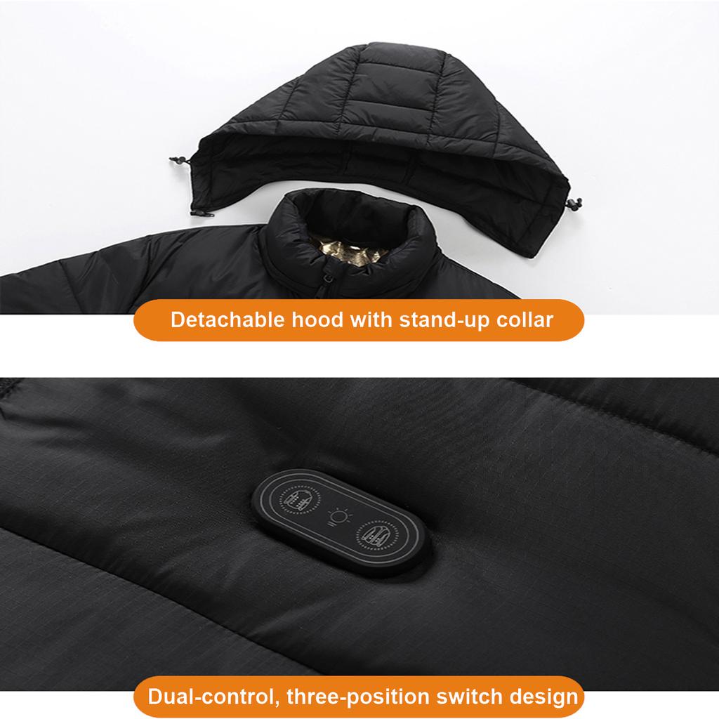 Mens Womens Heated Jacket Winter Outdoor USB Vest 15 Heating Pads 3 Temperature Settings Battery Not Included