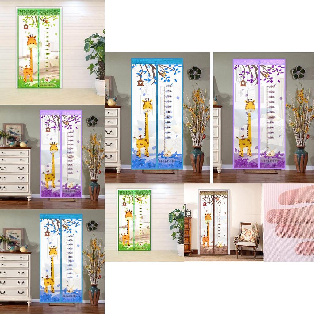 Curtain Mosquito Anti Net Magnetic Door Cartoon Pattern Automatically Shut Mesh