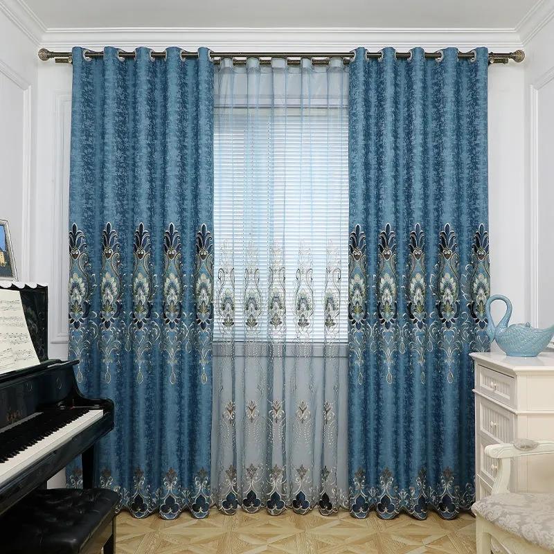 Blackout Curtains Thickened Chenille Living Room Bedroom Insulation Home Curtains Nordic Modern Style Curtains Rod
