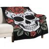 Sugar Skull with Roses Throw Blanket Anime Soft Plush Plaid Sofa Bed Valentine Gift Ideas Blankets