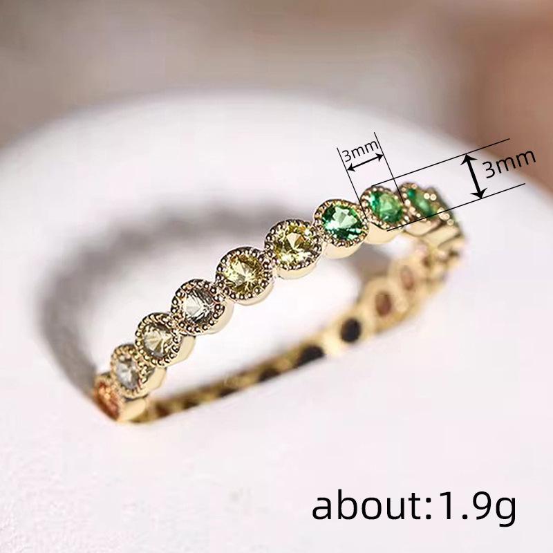 Cao Shi Elegant Zircon-Studded Colorful Ring for Women - Simple, Sweet, and Exquisite Jewelry.