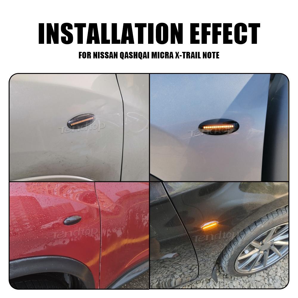 LED Dynamic Side Marker Repeater Turn Signal Light For Nissan Qashqai J10 X-trail T31 Cube Juke Leaf Micra K13 Note E11 NV200Turn Signal 2