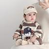 Spring Baby Romper: Yarn-Dyed Striped Cotton Bodysuit for Boys & Girls