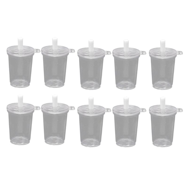 10 Pieces Mini Simulation Milk Tea Cup Miniature Realistic Coffee Cup Dollhouse Acrylic Cup Mug Model Display Decoration