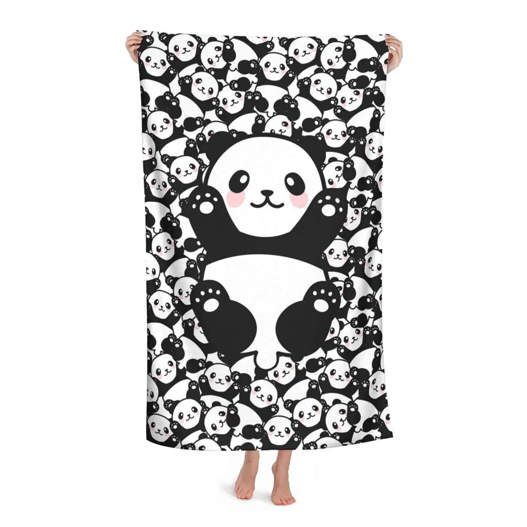 Cute Cartoon Panda Beach Towel Quick Dry Microfiber Soft Absorbent Bath Towel Outdoor Travel Spa Swim Pool Towels for Adult Kids