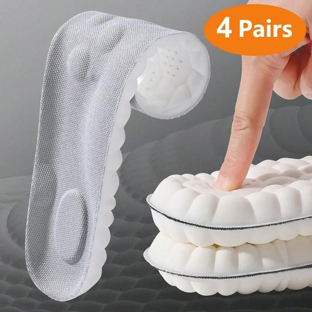 4D Sport Insole Super Soft Shoes Sole Pads for Feet Shock Absorption Baskets Shoe Sole Arch Support Orthopedic Inserts